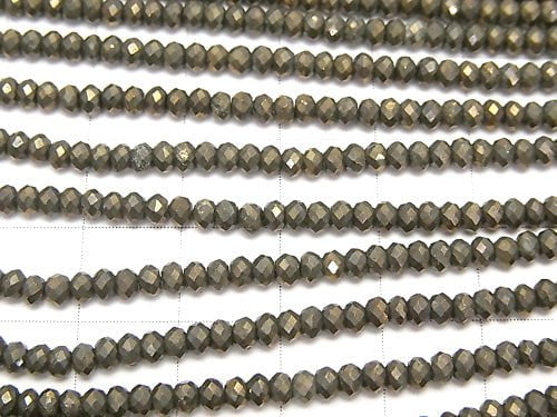 High Quality Pyrite AAA Faceted Button Rondelle 2.5x2.5x1.5mm 1strand beads (aprx.12inch/30cm)