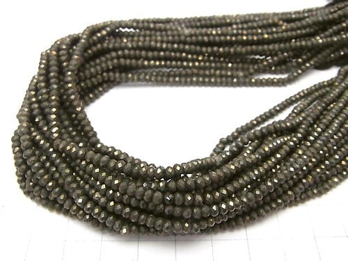 High Quality Pyrite AAA Faceted Button Roundel 2.5x2.5x1.5mm 1strand beads (aprx.12inch/30cm)