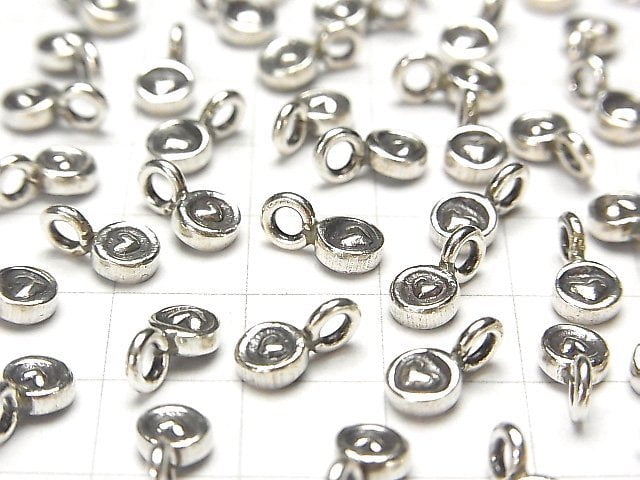 Karen Silver Heart Pattern Coin Charm 9x5x2.5mm 2pcs