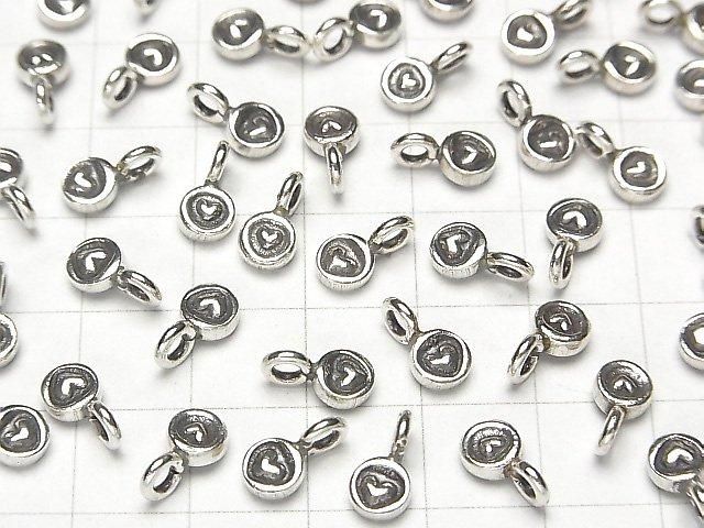 Karen Silver Heart Pattern Coin Charm 10x5x2.5mm 1pc