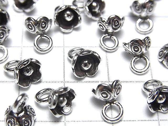 Karen Silver Flower Motif Charm 8x7x7mm 2pcs