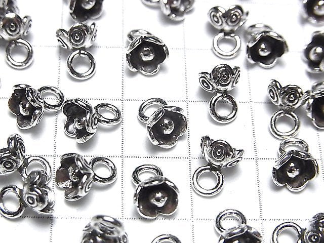 Karen Silver Flower Motif Charm 8x7x7mm 2pcs