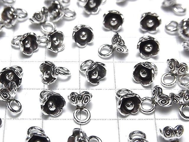 Breloque Fleur Argentée Karen 8x7x7mm (2 pièces)