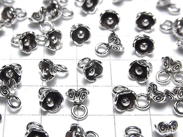 Karen Silver Flower Motif Charm 8x7x7mm 2pcs