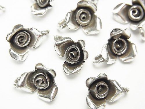 Karen Silver Rose Charm 12x10x5mm 1pc