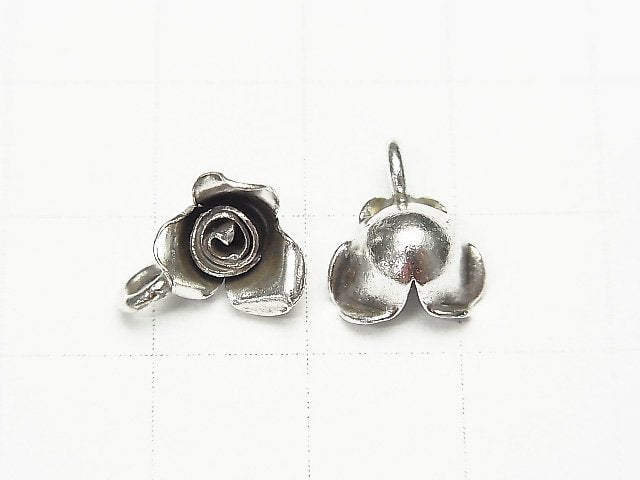 Karen Silver Rose Charm 12x10x5mm 1pc