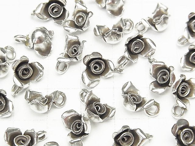 Karen Silver Rose Charm 12x10x5mm 1pc