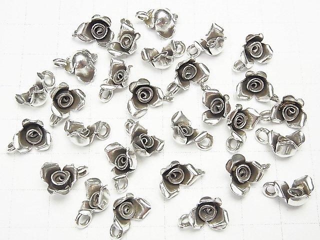 Karen Silver Rose Charm, 12x10x5mm, 1pc