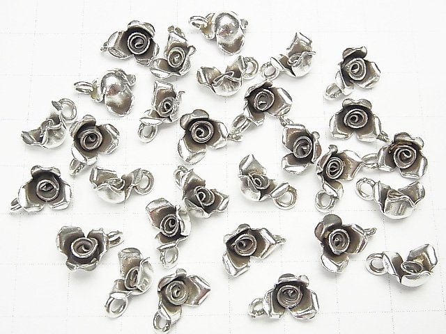 Karen Silver Rose Charm 12x10x5mm 1pc