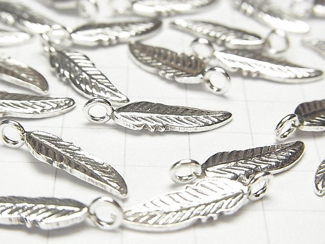 Karen Silver Feather Charm 23x7x1.5mm 1pc