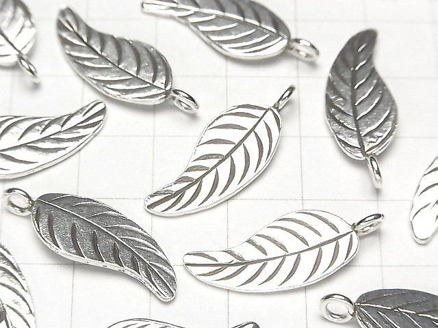Karen Silver Leaf Charm 26x10x1mm 1pc