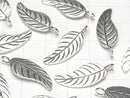 Karen Silver Leaf Charm 26x10x1mm 1pc