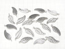 Karen Silver Leaf Charm 26x10x1mm 1pc