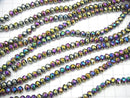 1strand $2.39! Glass Beads  Faceted Button Rondelle 6 x 6 x 4 mm metallic coating 1 strand beads (aprx.18 inch / 44 cm)