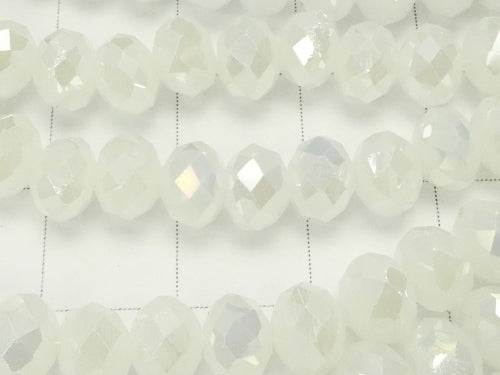 1strand $2.39! Glass Beads  Faceted Button Roundel 6 x 6 x 4 mm White AB 1 strand beads (aprx.17 inch / 43 cm)