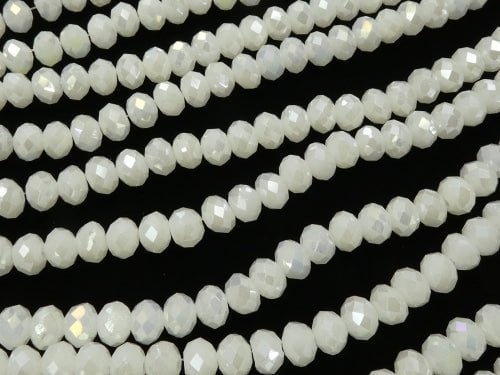 1strand $2.39! Glass Beads  Faceted Button Roundel 6 x 6 x 4 mm White AB 1 strand beads (aprx.17 inch / 43 cm)