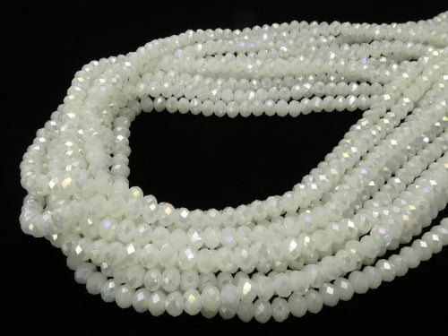 1strand $2.39! Glass Beads  Faceted Button Roundel 6 x 6 x 4 mm White AB 1 strand beads (aprx.17 inch / 43 cm)