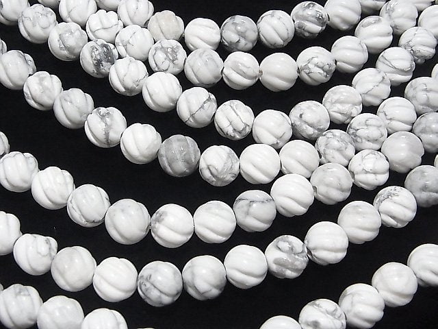 Howlite Magnesite Round 10 mm S line Twist [2 mm hole] half or 1 strand beads (aprx. 14 inch / 34 cm)