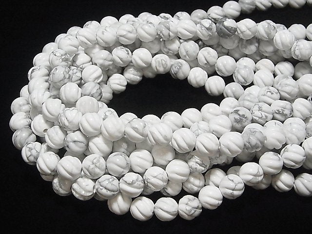 Howlite Magnesite Round 10 mm S line Twist [2 mm hole] half or 1 strand beads (aprx. 14 inch / 34 cm)