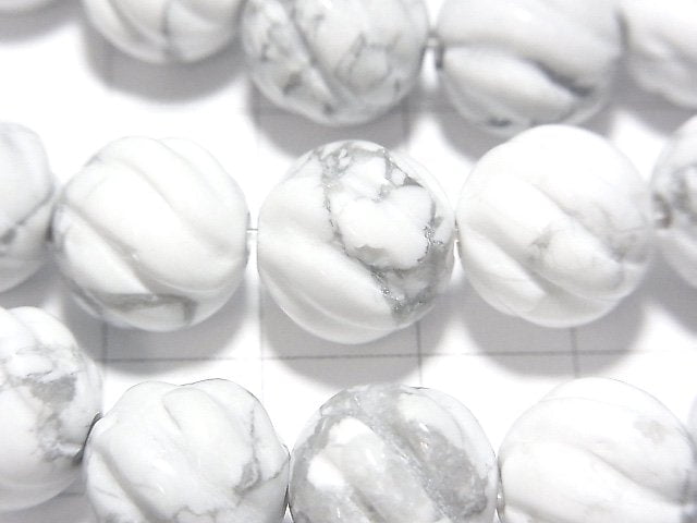 Howlite Magnesite Round 12 mm S line Twist [2 mm hole] half or 1 strand beads (aprx. 14 inch / 34 cm)