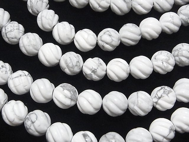 Howlite Magnesite Round 12 mm S line Twist [2 mm hole] half or 1 strand beads (aprx. 14 inch / 34 cm)