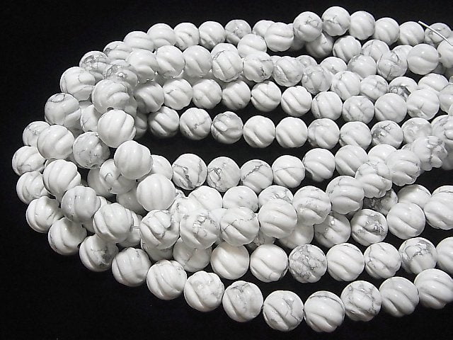 Howlite Magnesite Round 12 mm S line Twist [2 mm hole] half or 1 strand beads (aprx. 14 inch / 34 cm)