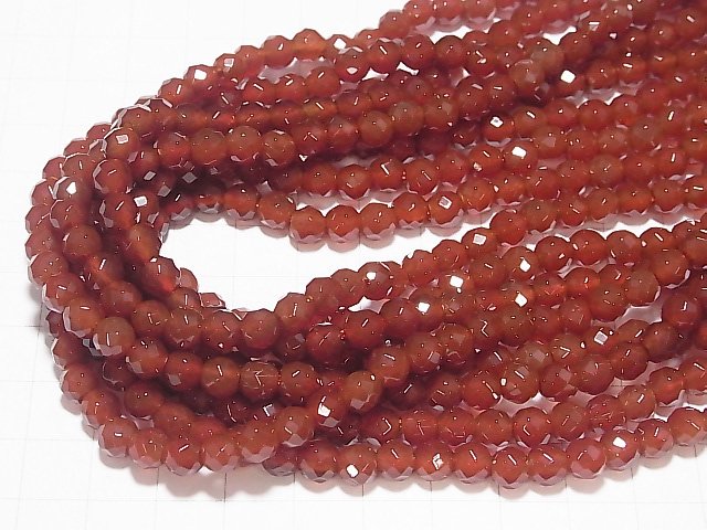 1strand $7.79! Red Agate AAA 64 Faceted Round 6 mm [2 mm hole] 1 strand beads (aprx. 13 inch / 32 cm)