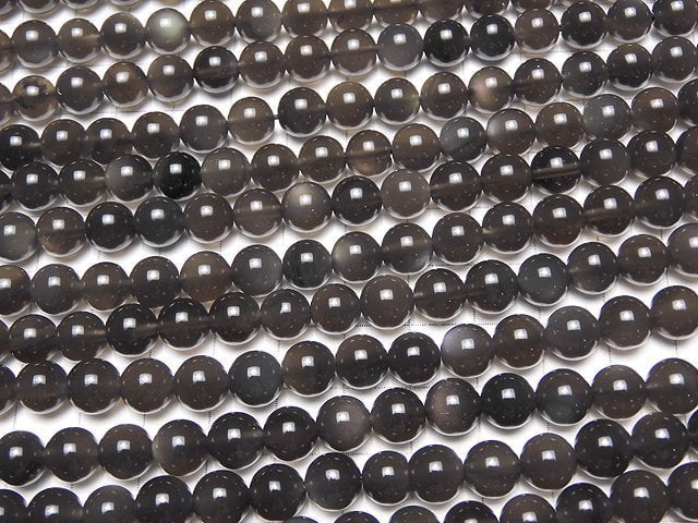 [Video] Mexican Black Ice Obsidian AAA Round 8mm 1strand beads (aprx.15inch / 37cm)