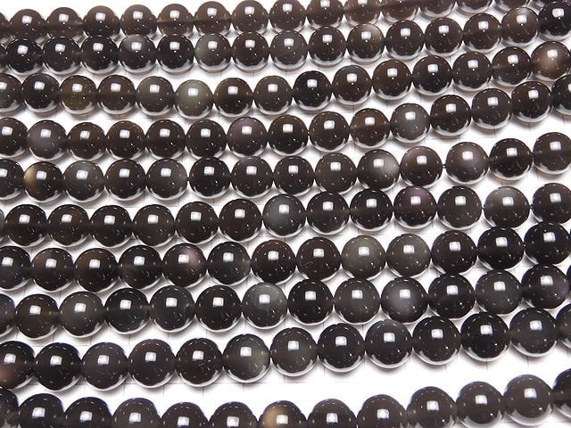 Mexican Black Ice Obsidian AAA Round 12 mm half or 1 strand beads (aprx.15 inch / 37 cm)