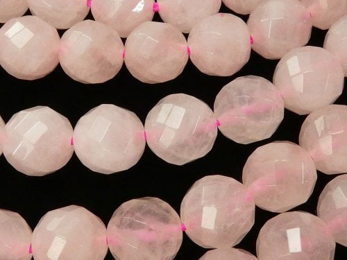 Faceted Round, Rose Quartz, Twist Gemstone Beads