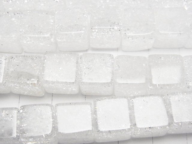 Cracked Crystal  Cube 10x10x10mm half or 1strand beads (aprx.15inch/38cm)