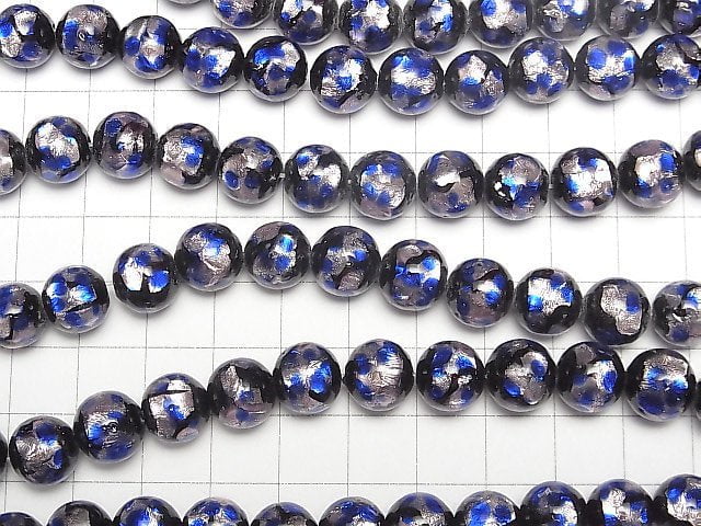 [Video] Lampwork Beads Round 10mm [Pink x Blue] 1/4 or 1strand beads (aprx.15inch/36cm)