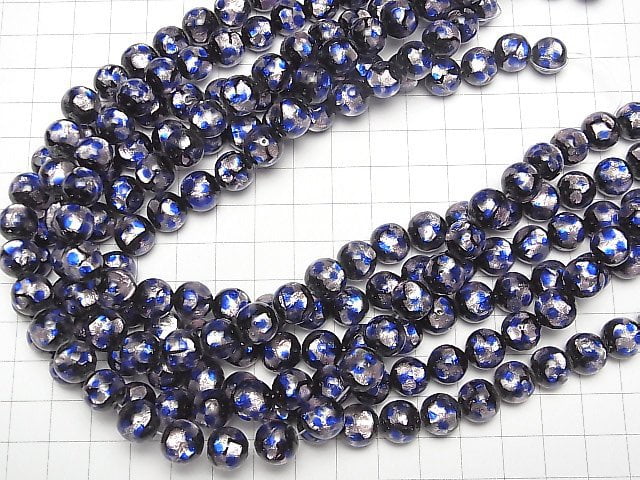 [Video] Lampwork Beads Round 10mm [Pink x Blue] 1/4 or 1strand beads (aprx.15inch/36cm)