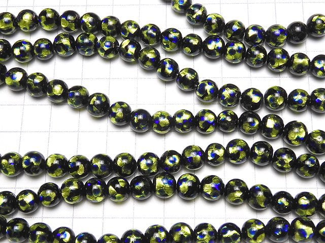 [Video] Lampwork Beads Round 8mm [Light Green x Blue] 1/4 or 1strand beads (aprx.15inch/36cm)