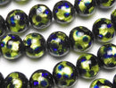 Lampwork Beads Round 10mm [Light Green x Blue] 1/4 or 1strand beads (aprx.15inch/36cm)