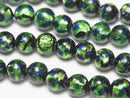 Lampwork Beads Round 8mm [Green x Blue] 1/4 or 1strand beads (aprx.15inch/36cm)