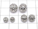 Metal Parts with openwork Round 6,8,10mm silver color w / CZ 1pc