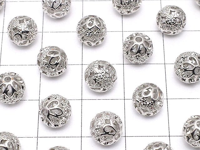 Metal Parts with openwork Round 6,8,10mm silver color w / CZ 1pc