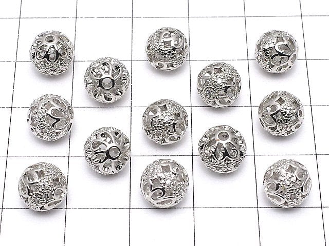 Metal Parts with openwork Round 6,8,10mm silver color w / CZ 1pc