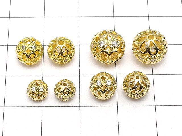 Metal parts Watermark Round 6,7.5,8,10mm Gold color w/CZ 1pc