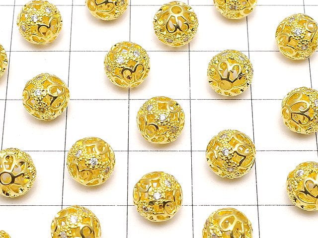 Metal parts Watermark Round 6,7.5,8,10mm Gold color w/CZ 1pc