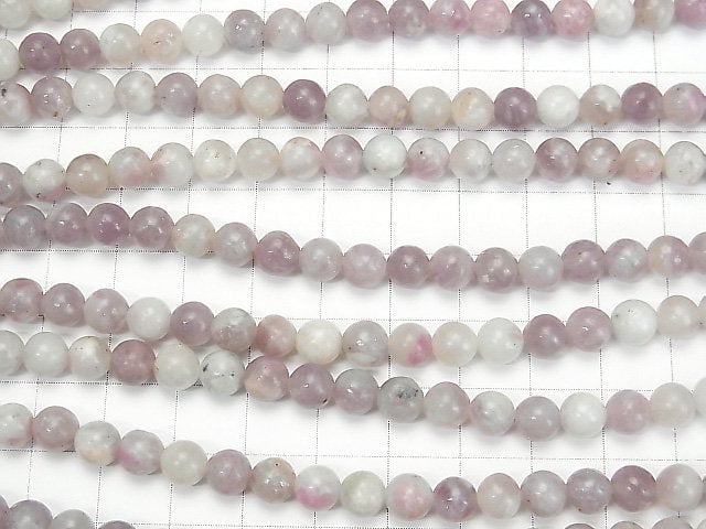 1strand $5.79! Lepidolite with Pink Tourmaline Round 6mm 1strand beads (aprx.15inch / 38cm)