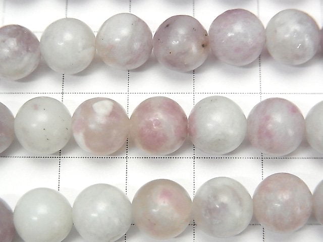 Lepidolite with Pink Tourmaline Round 8mm 1strand beads (aprx.15inch / 36cm)