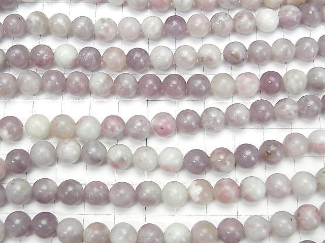 Lepidolite with Pink Tourmaline Round 8mm 1strand beads (aprx.15inch / 36cm)