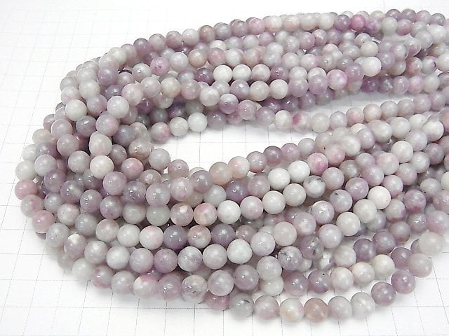 Lepidolite with Pink Tourmaline Round 8mm 1strand beads (aprx.15inch / 36cm)