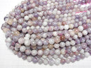 [Video] Lepidolite with Pink Tourmaline Round 10mm half or 1strand beads (aprx.15inch/37cm)