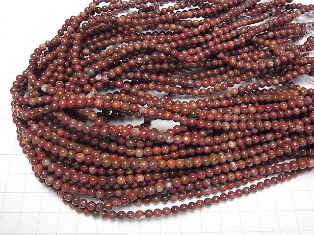 [Video]Poppy Jasper Round 4mm 1strand beads (aprx.15inch/38cm)