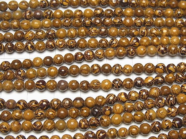 [Video] Elephant Skin Jasper Round 4mm 1strand beads (aprx.15inch/38cm)