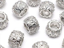 Metal parts Rondelle (Tube) 8x8x6mm Silver color (with CZ) 2pcs
