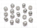 Metal parts Rondelle (Tube) 8x8x6mm Silver color (with CZ) 2pcs